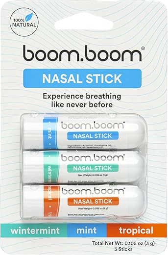 Nasal Stick (3 Pack) | Melhore a Respiração Aumente o Foco | Stick Vaporizador de Respiração Proporciona Sensação Refrescante | Inalador de Aromaterapia com Óleos Essenciais Mentolados | Marca BoomBoom - BoomBoom