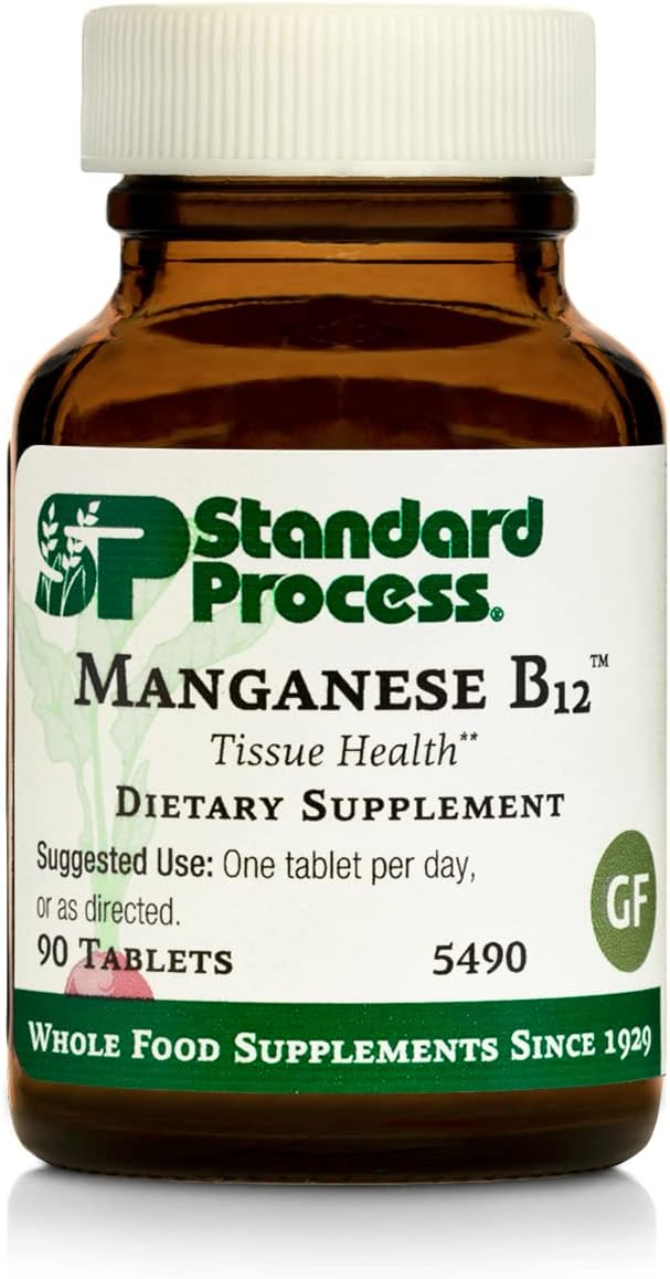 Standard Process Inc. - Standard Process Manganese B12 – Hemoglobina e Antioxidante de Alimentos Integrais com Manganês, Cenoura Orgânica, Maltodextrina, Cobre, Batata Doce Orgânica, Camu Camu, Vitamina B12 – 90 Comprimidos