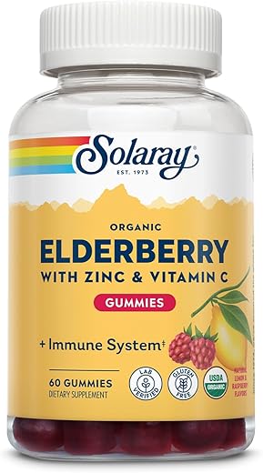 SOLARAY - Solaray Gomas Orgânicas de Sabugueiro com Zinco – Fortaleça sua imunidade com deliciosas gomas ricas em antioxidantes e vitaminas – 60 g