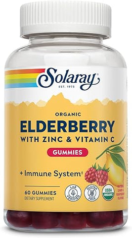 SOLARAY - Solaray Gomas Orgânicas de Sabugueiro com Zinco – Fortaleça sua imunidade com deliciosas gomas ricas em antioxidantes e vitaminas – 60 g