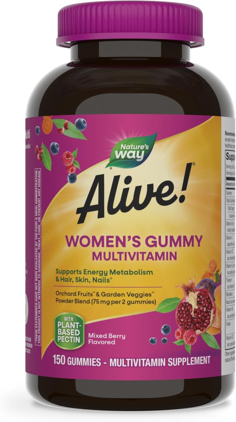 Nature's Way - Nature’s Way Alive! Gummy Multivitamins Feminino Diário, 16 Vitaminas – 60 gomas