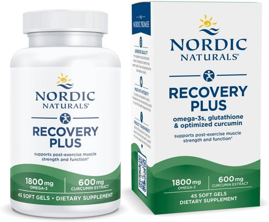Recovery Plus – Ômega-3 de 1800 mg – Cúrcuma otimizada de 600 mg – Saúde celular – 45 cápsulas moles - Nordic Naturals