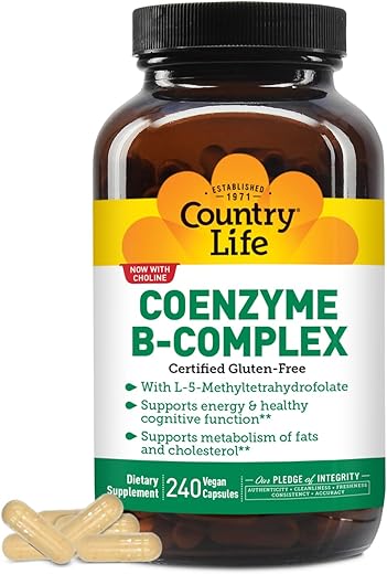 Coenzima Complexo de Vitaminas B em Cápsulas para Energia Saudável e Função Cognitiva  Country Life - Country Life