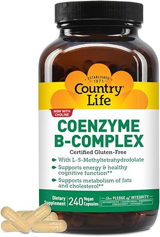 Coenzima Complexo de Vitaminas B em Cápsulas para Energia Saudável e Função Cognitiva  Country Life - Country Life