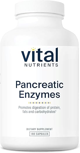 Enzimas Pancreáticas 1000mg (Força Total) | Suplemento Digestivo com Pancreatina, Protease, Amilase | 100% Eficaz - Vital Nutrients