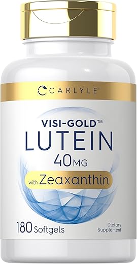 Luteína e Zeaxantina 40 mg | 180 Softgels | Vitaminas para a Saúde dos Olhos | Não-OGM - Carlyle