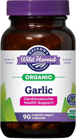 Oregon's Wild Harvest - Oregon’s Wild Harvest – Cápsulas de Alho Orgânico Certificado, Não-OGM, 1575 mg, 90 Unidades