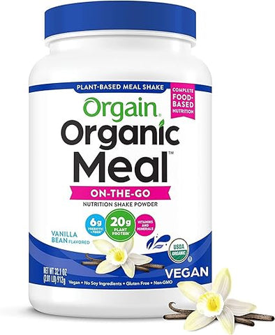 Pó de Proteína Vegana Substituto de Refeição Orgânico, Baunilha – 20g Proteína à Base de Plantas, 6g Fibra Prebiótica, Frutas, Vegetais - Orgain