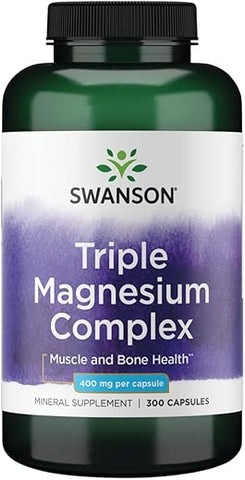 Triple Magnesium Complex – 400mg para Saúde Óssea e Absorção Ótima – Citrato, Óxido e Aspartato – Suplemento Triplo de Magnésio (300 cápsulas) - Swanson