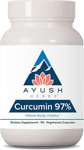 Curcumin 97%% – Suplemento Herbal de Cúrcuma para Suporte Integral ao Corpo, 90 Cápsulas - Ayush Herbs