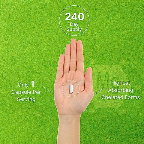 DEAL SUPPLEMENT - Magnésio Complexo 500mg – 240 Cápsulas Vegetais – 10 em 1 – Glicinato, Citrato, Malato