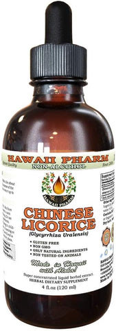 Extrato Líquido Sem Álcool de Raiz de Alcaçuz Chinês, Glicerito de Raiz de Alcaçuz Chinês (Glycyrrhiza Uralensis) Suplemento Herbal Natural 120 ml - Hawaii Pharm