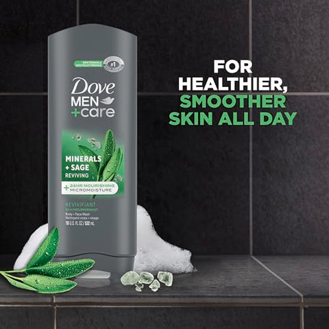 DOVE MEN + CARE - Dove Men Care Sabonete Líquido Mineral Sage 4 Unidades para Cuidados da Pele Masculina Lava Efetivamente as Bactérias Enquanto Nutre Sua Pele 18 ml