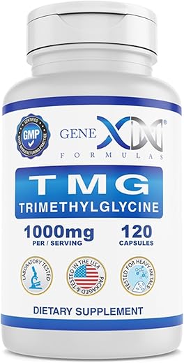 Genex Formulas - GENEX 1000mg TMG – 120 Cápsulas – Betaina Anidra Trimetilglicina 1000mg – Suplemento para o Fígado – Níveis Saudáveis de Homocisteína – Livre de Glúten