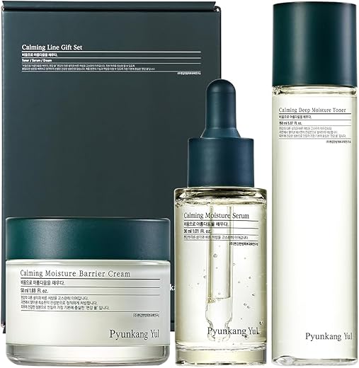 Pyunkang Yul - PYUNKANG YUL Kit Presente Linha Calmante – Cuidados Essenciais Diários para Hidratação Facial com Tônico, Sérum, Creme, Seguro para Pele Acneica