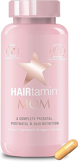 MOM Vegan Prenatal – Fórmula Vegana para Cabelos Saudáveis durante a Gravidez – 60 Cápsulas - HAIRtamin