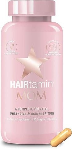 MOM Vegan Prenatal – Fórmula Vegana para Cabelos Saudáveis durante a Gravidez – 60 Cápsulas - HAIRtamin