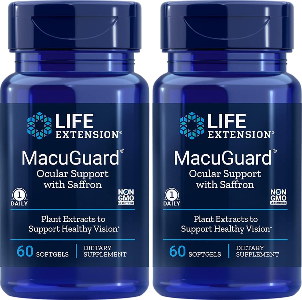Macuguard Suporte Ocular, 60 Cápsulas (Pacote com 2) – Fórmula Avançada para a Saúde dos Olhos - Life Extension