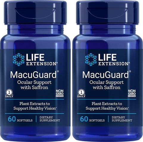 Macuguard Suporte Ocular, 60 Cápsulas (Pacote com 2) – Fórmula Avançada para a Saúde dos Olhos - Life Extension