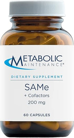 SAMe CoFactors – Suplemento SAMe com Magnésio, Citrato de Cálcio, Vitamina B-6 e Folate – Suporte para Neurotransmissores, Metilação e Humor – 200mg de SAMe (60 cápsulas) - Metabolic Maintenance