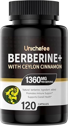 Unichefee - Berberine HCL – Suporte Metabólico – 1000-1500 mg Diários – Livre de Glúten