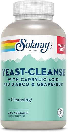 Yeast Cleanse – Detox para Equilíbrio Saudável de Leveduras, com Ácido Caprílico, Pau d’Arco, Extrato de Raiz de Alcaçuz e Extrato de Semente de Toranja – Garantia de 60 Dias, 60 cápsulas - SOLARAY