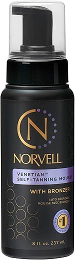 Venetian Mousse Autobronzeador com Bronzer, 240 ml – Bronzeado Instantâneo e Natural – Anti-Laranja – Efeito Bronzeado Radiante - Norvell