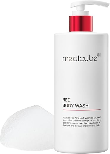 Red Acne Body Wash 430ml I pH Baixo e Hidratante com Ácido Salicílico, Ácido Lático, Niacinamida e Ácido Hialurônico I Tratamento para Acne nas Costas | Coreano - Medicube