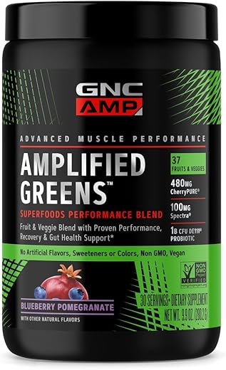 Superfoods Amplified Greens Blue Pomegranate – Superalimento Potencializado com Romã Azul – 100g - GNC