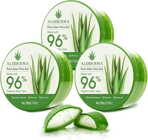 Gel de Aloe Vera Orgânico Aloderma para o Rosto – 96% Puro, Feito em até 12 Horas após a Colheita – Para Pele, Couro Cabeludo – 100ml