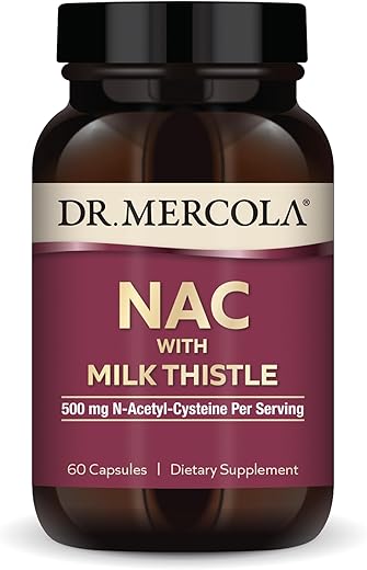 NAC com Cardo de Leite – 30 Porções (60 Cápsulas) – 500 mg N-Acetilcisteína – Suporte Desintoxicação – Não-OGM - Dr. Mercola