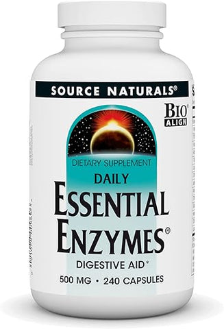 Essential Enzymes 500mg – Suplemento de Enzimas Múltiplas Bio-Alinhadas para Defesa Herbal na Digestão, Gases e Constipação - Source Naturals