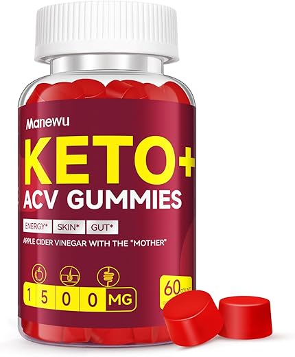 Manewu - Advanced Keto ACV Gummies – 1500mg Vinagre de Maçã com Mãe, Vitaminas B6 B12 – Natural, Orgânico, Vegano, Sem Glúten – Suplemento ACV Keto para Metabolismo, Desintoxicação