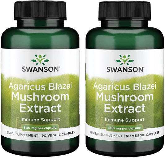 Extrato de Cogumelo Agaricus Blazei 500mg 90 Cápsulas Vegetais (2 Pacotes) - Swanson