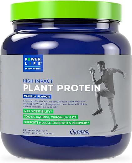 Tony Horton Proteína em Pó de Alta Performance à Base de Plantas com 3000 MG de HMB, Sem Adição de Açúcar, Vegano, Amigável ao Keto, Não-OGM (Baunilha – Nova Fórmula) - POWERLIFE