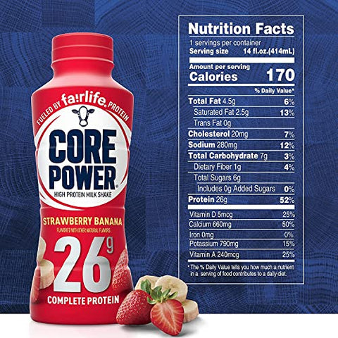 AIOUTGOGO - Veher Fairlife Core Power – Pack com 12 Shakes de Leite com 26g de Proteína, Prontos para Consumo, 414ml cada