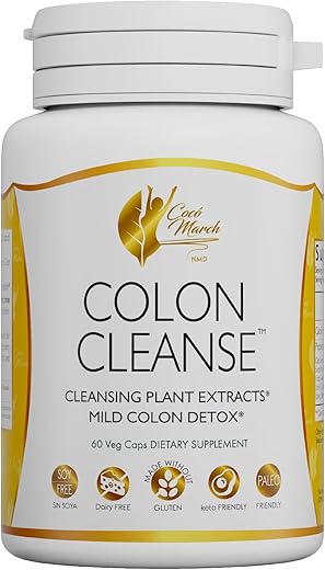 Cocó March N.M.D - Coco March Colon Cleanse – Suplemento Alimentar para Limpeza do Cólon, Extratos Vegetais de Limpeza, Limpeza Suave do Cólon – Sem Glúten, Sem Lactose, Sem Soja, Amigável ao Keto e Paleo, 60 Cápsulas Vegetais – 15g