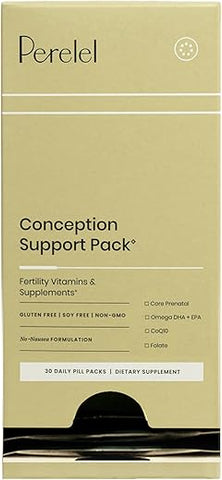 Pack de Suporte à Concepção – Vitaminas Prenatais DHA Omega 3 para Mulheres, Suporte à Fertilidade do Planejamento Familiar* – Sem Glúten, Laticínios e Soja, Não-OGM (30 Pacotes Diários de Comprimidos) - Perelel