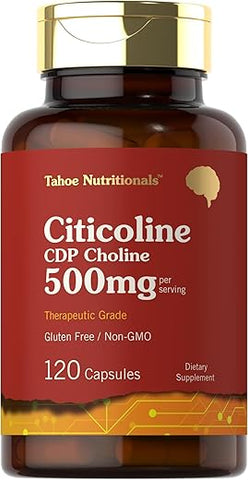 Tahoe Nutritionals - Citicoline 500mg | 120 Cápsulas | Suplemento CDP Colina | Grau Terapêutico | Sem Glúten, Não-OGM