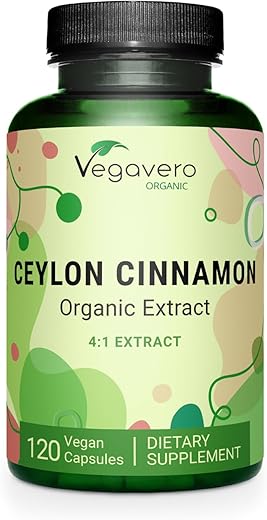 Vegavero - Canela Ceylon Orgânica | 2000mg | Certificado pelo USDA | Sem Aditivos Artificiais | Suprimento de 4 Meses | Testado em Laboratório, Não-OGM | 120 Cápsulas | Vegano