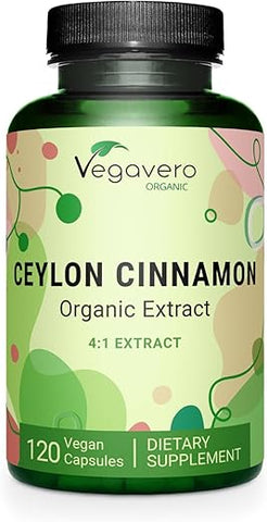 Vegavero - Canela Ceylon Orgânica | 2000mg | Certificado pelo USDA | Sem Aditivos Artificiais | Suprimento de 4 Meses | Testado em Laboratório, Não-OGM | 120 Cápsulas | Vegano