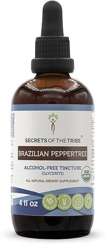Secrets of the Tribe - Extrato Orgânico de Pimenta-rosa do Brasil | Gotas Herbais de Alta Potência | Feito a partir de Pimenta-rosa do Brasil Certificada 100% Orgânica (Schinus terebinthifolius) Seca | Livre de Álcool | 100% Natural