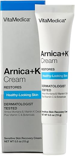 Creme de Arnica VitaMedica – Fórmula para Pele Sensível com Vitamina K Óxido – Creme de Arnica e Vitamina K para Olheiras com Vitamina C – 0,5g