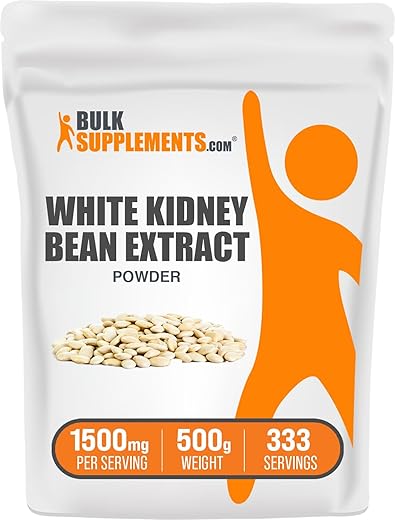 com Extrato de Feijão Branco em Pó – Pó de Feijão Branco, Suplemento Herbal – Sem Glúten, 1500mg por Porção, 500g (1.1 lbs) (Pacote de 1) - BulkSupplements
