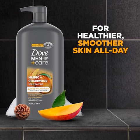 DOVE MEN + CARE - DOVE MEN CARE Sabonete Líquido Corporal e Facial Rejuvenescedor de Manga e Cedro 3 Unidades para Homens, com Tecnologia Micromistura Nutritiva 24 Horas, 30 ml