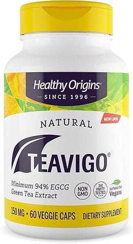 TEAVIGO, Extrato de Chá Verde, 94% EGCG, 150 mg – Cápsulas de Extrato de Chá Verde da Camellia Sinensis – Vegano, Não-OGM - Healthy Origins