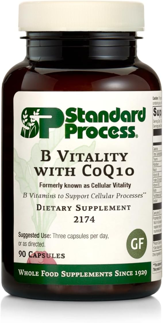 Standard Process Inc. - Standard Process B Vitality com CoQ10 – Suporta Processos Celulares com Tiamina, Biotina, CoQ10, Vitamina B12, Riboflavina, Niacina, Vitamina B6, Ácido Fólico, Ácido Pantotênico
