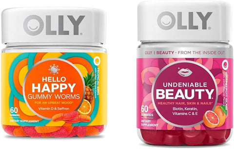Hello Happy Gummy Worms – Suporte ao Equilíbrio do Humor com Vitamina D – 60 gomas - OLLY