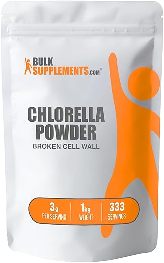 com Chlorella em Pó – Parede Celular Quebrada, Superalimento Verde em Pó, Suplementos Verdes – Vegano - BulkSupplements