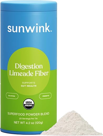 Digestion Limeade Fiber Superfood Powder | Pó Superfood de Fibra Diária para Digestão | Pó de Fibra Prebiótica com Raiz de Chicória, Bardana, Casca de Tangerina | Suporta a Saúde Intestinal | 100g - Sunwink